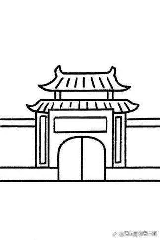 丽江古城建筑物简笔画_1