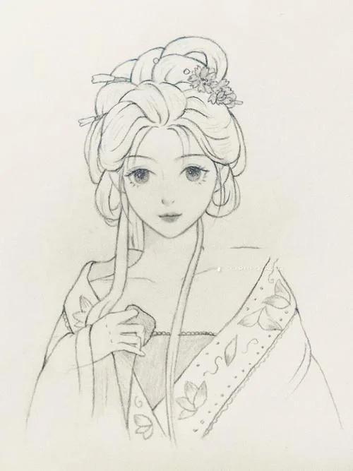 古风人物简笔画女孩_2