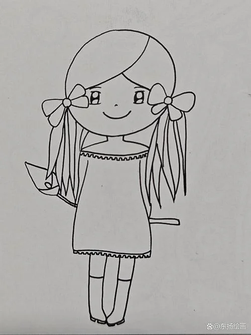 小女孩简笔画整个身子_2