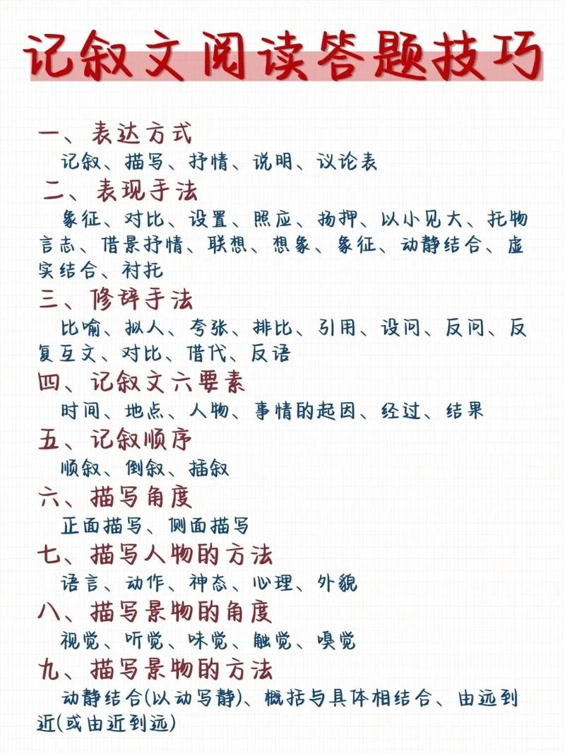 记叙文答题技巧整理_2