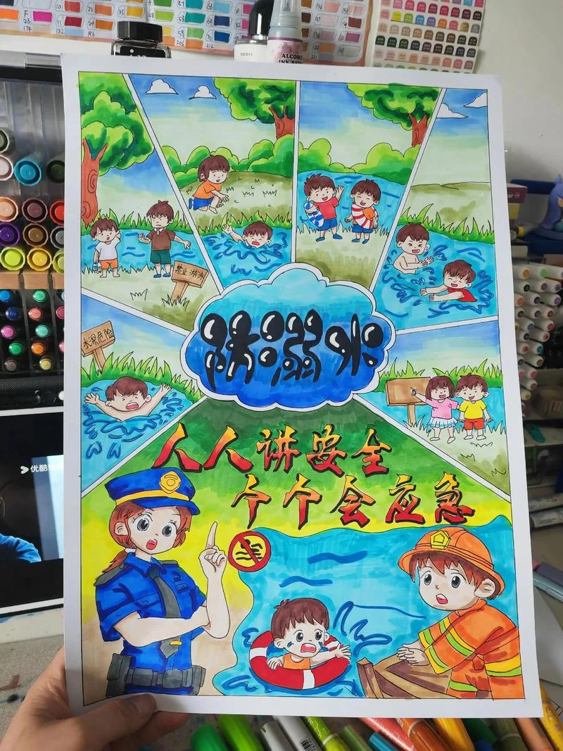 防溺水手抄报插图_2