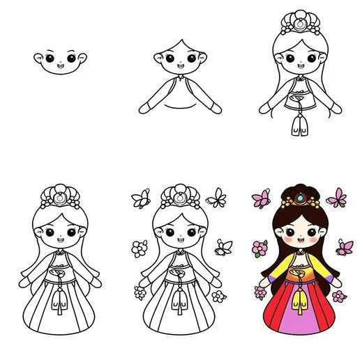 汉服图片动漫简笔画_1