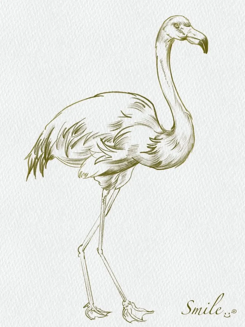 火烈鸟简笔画图片彩铅_1