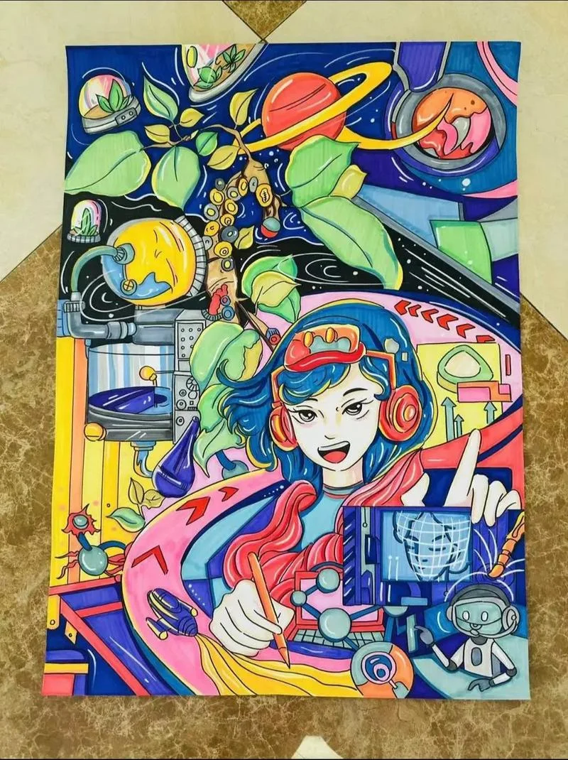 科幻海报手绘中学生-科幻海报手绘中学生