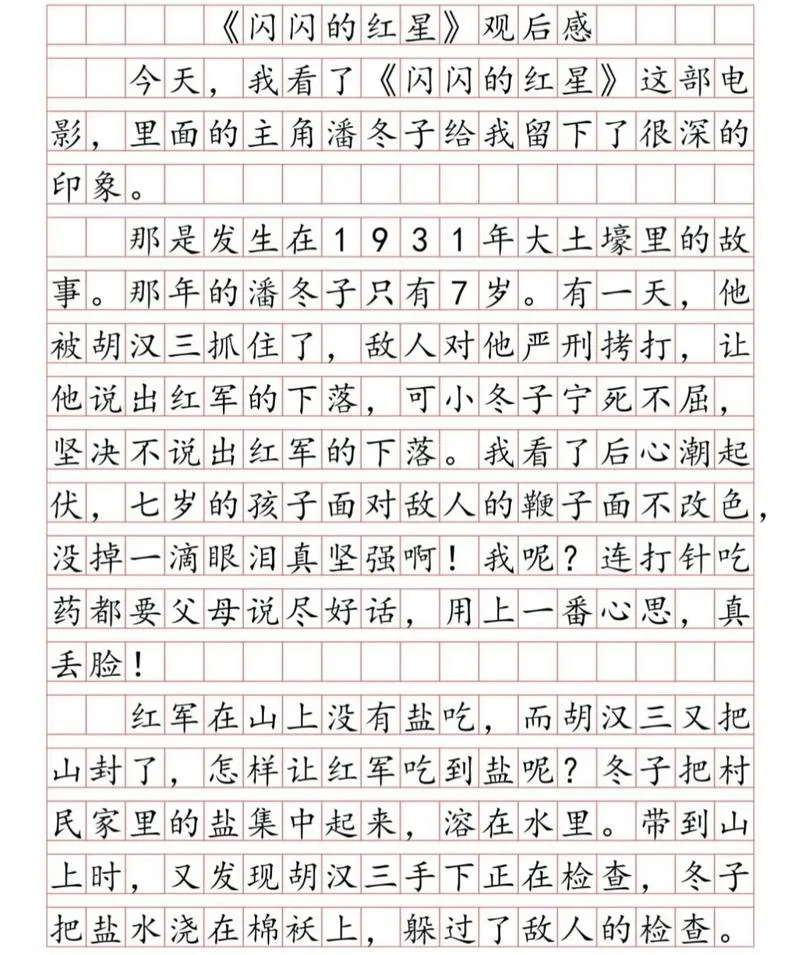 闪闪红星读后感400个字_1