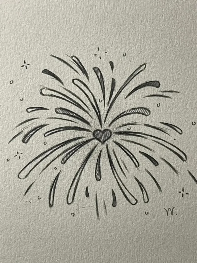 放烟花简笔画儿童画_2