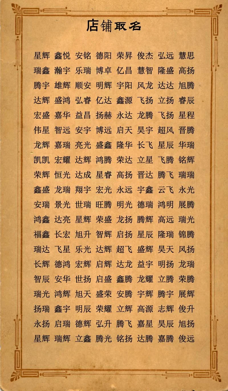 门面起名-门面起名精简