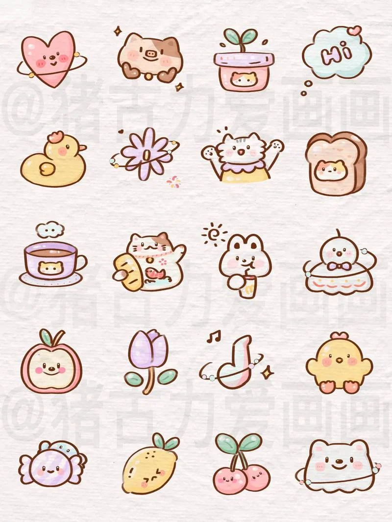 简笔画可爱小图案整张_2