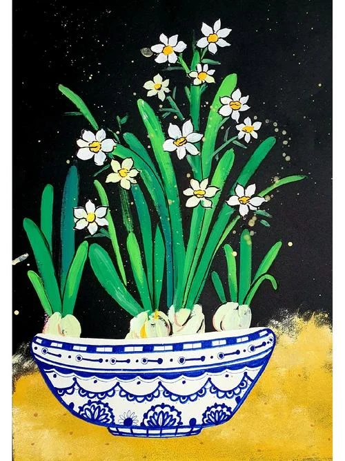 水仙花的简笔画涂色_1