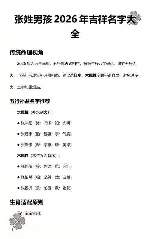 给张姓男孩起名字大全-张姓男孩起名大全