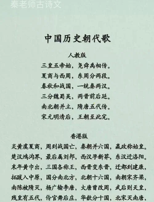 中国历史朝代歌诀_2