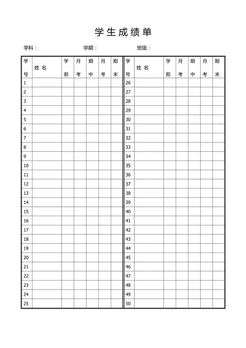 excel成绩表格模板_2
