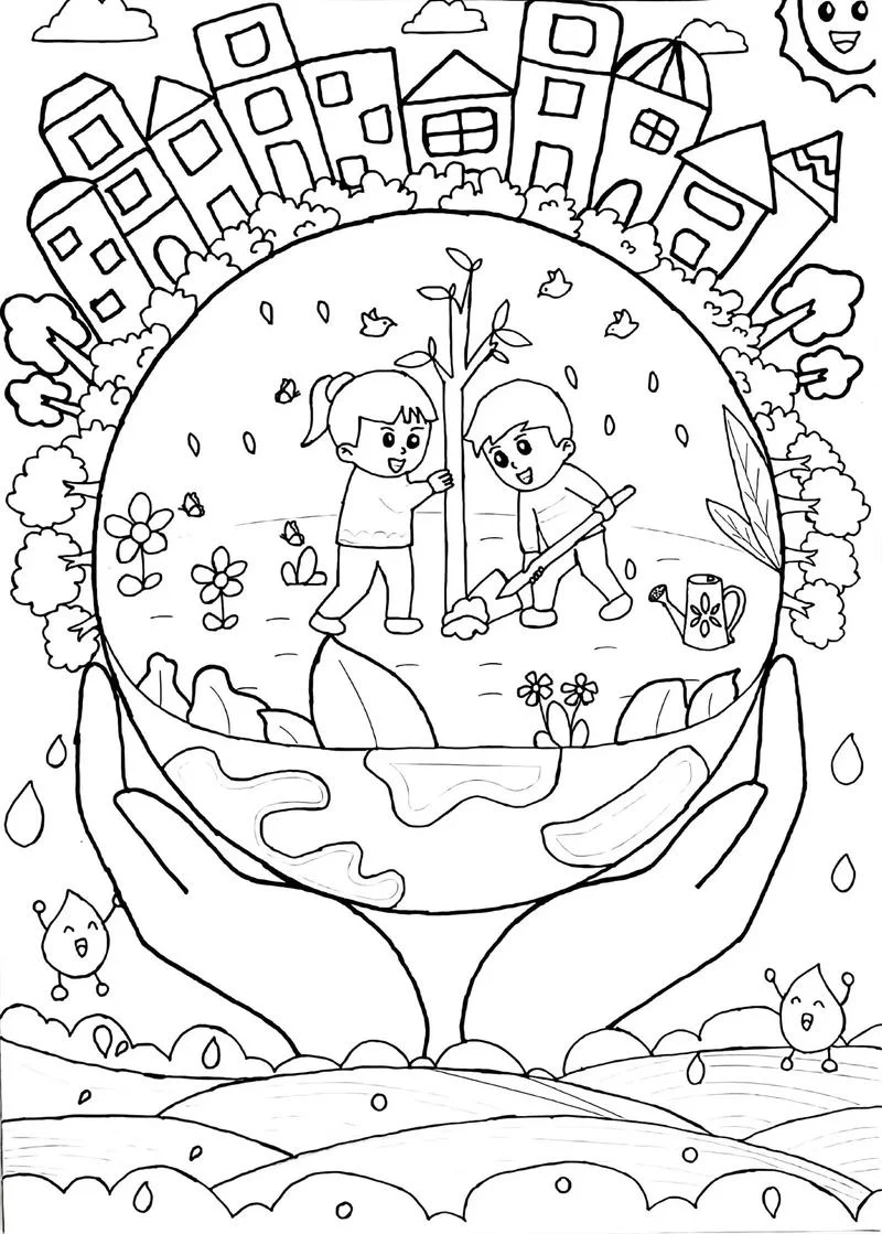 老人种树简笔画_2