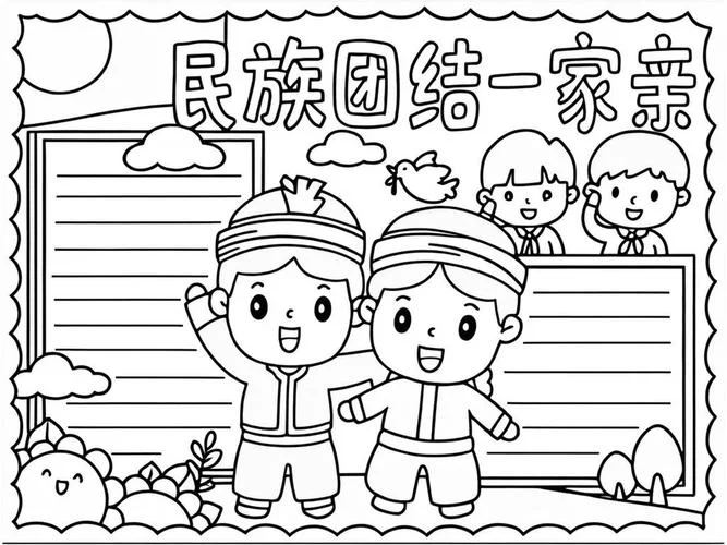 民族团结手抄报竖版A4_2