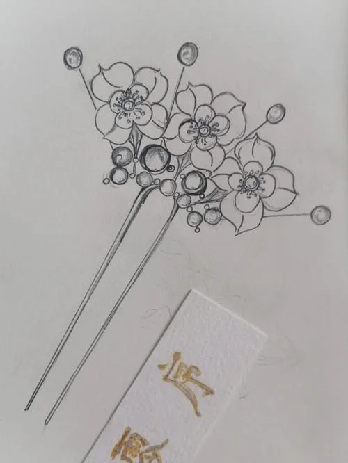 步摇流苏簪子简笔画_1