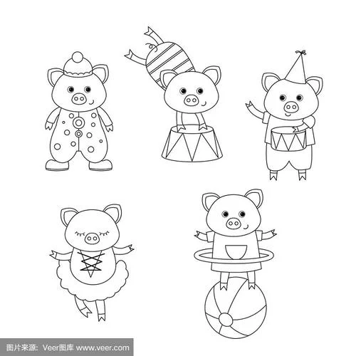 动物马戏团表演简笔画_2