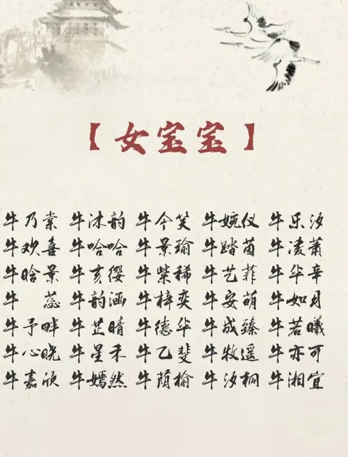 牛宝宝起名字宜用字_2