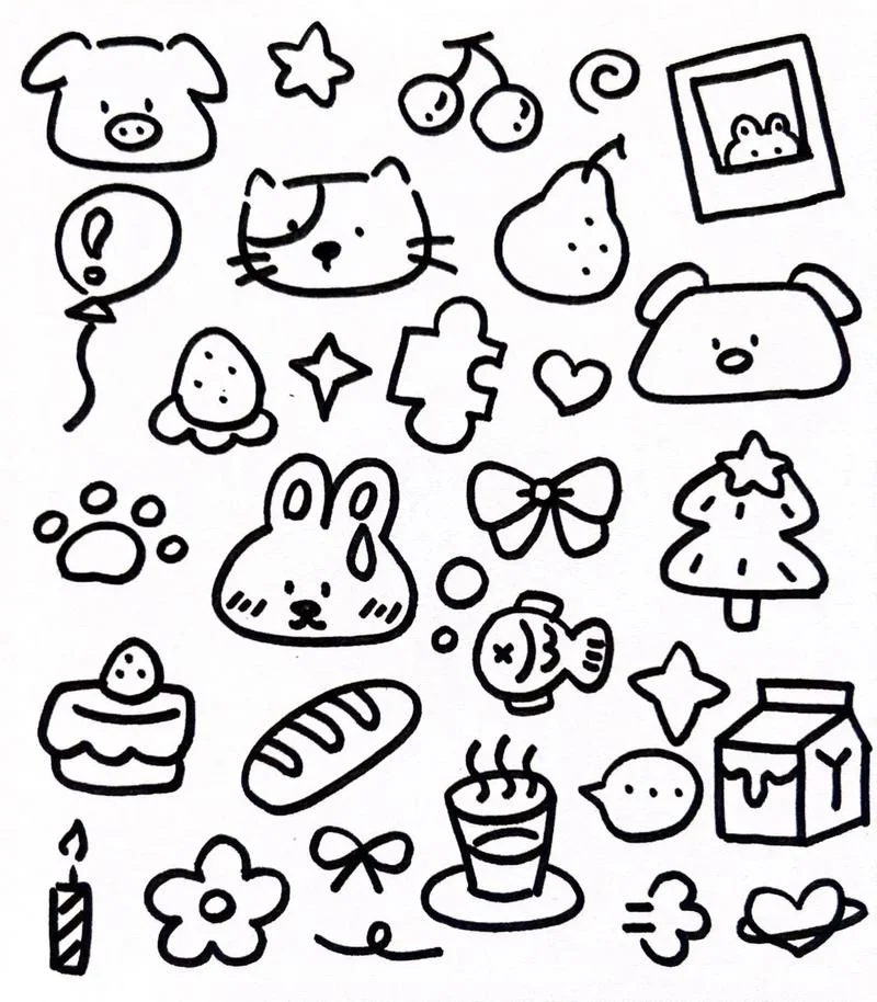 简笔画可爱小图案整张_1