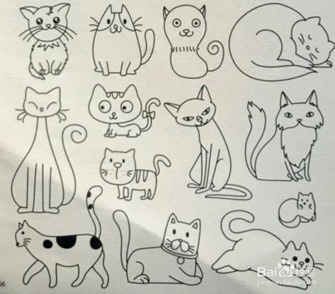猫狗简笔画组合-猫狗简笔画组合