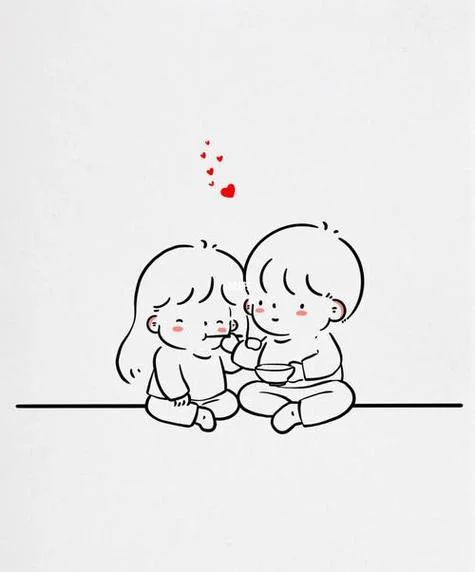 情侣简笔画萌萌哒少女_1