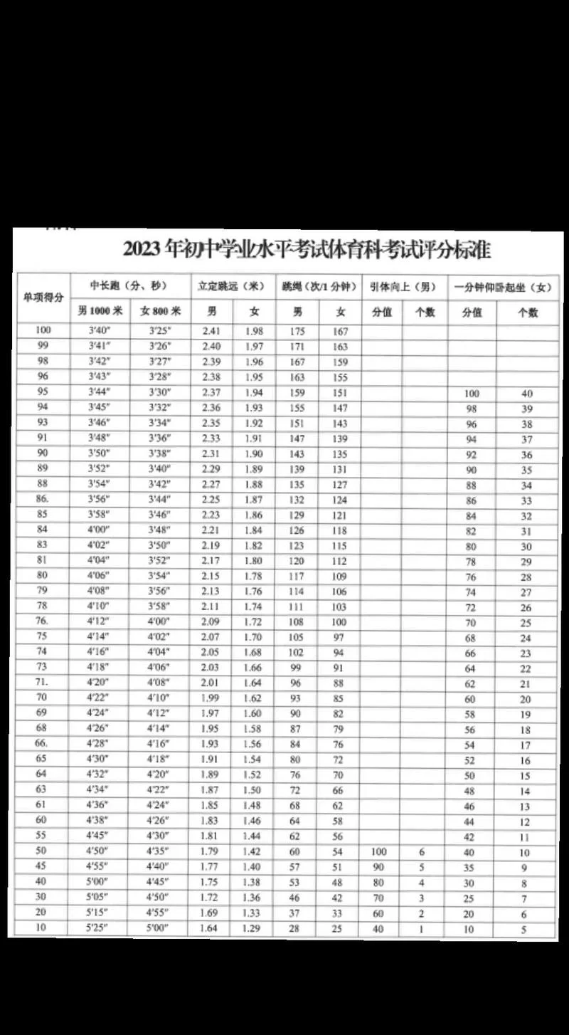 初中体育成绩表_1