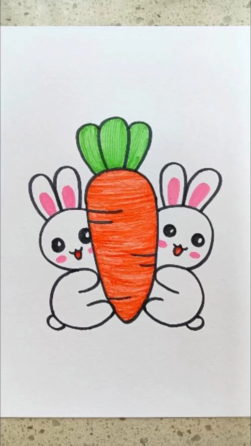 小兔子拔萝卜简笔画_2