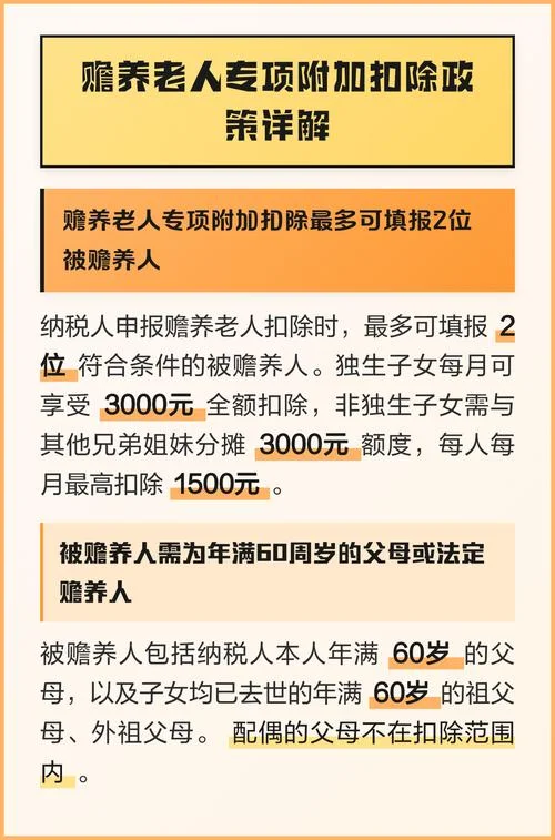赡养老人专项附加扣除标准和条件_2