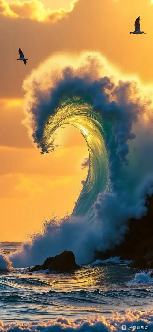 梦见大海波涛汹涌清澈_1