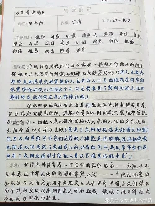艾青诗选好词佳句感悟_2