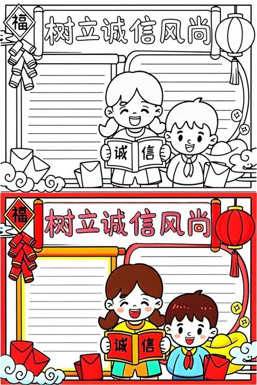 诚信手抄报竖版简单_2