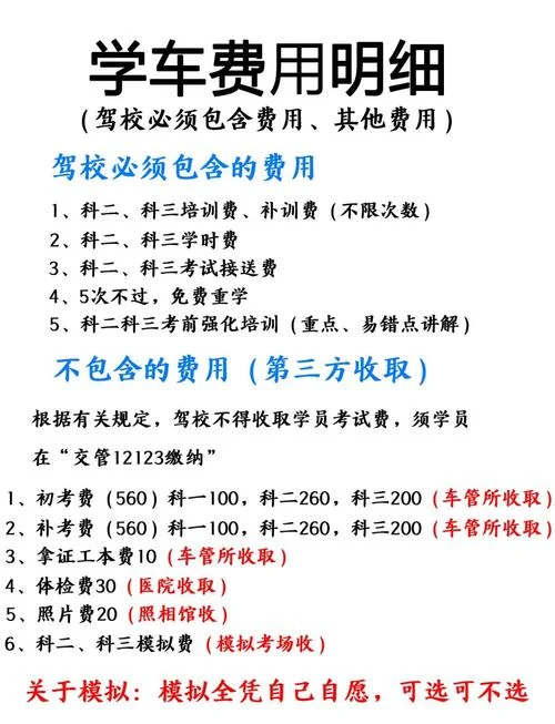 驾校报名费详情表_1