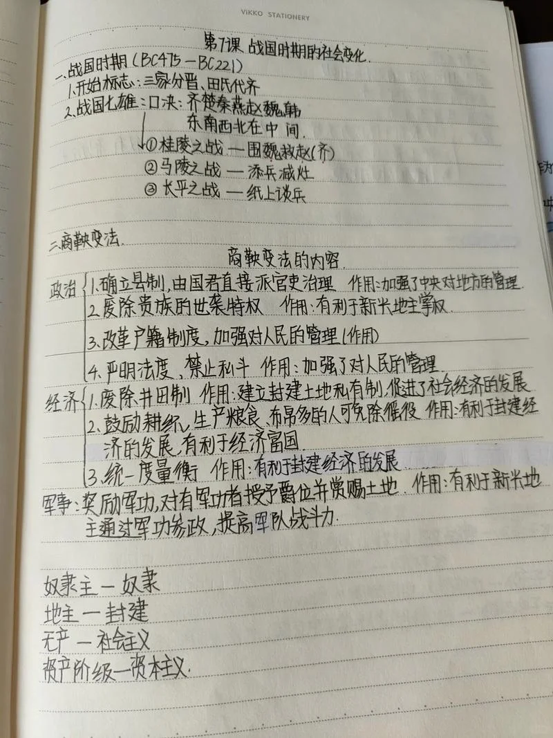 七年级上册历史笔记整理-七年级上历史笔记