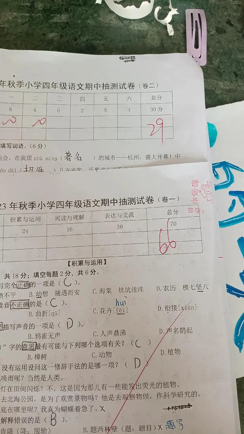 四年级期中考试成绩_2