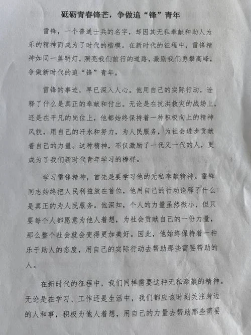 雷锋精神议论文_2