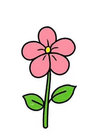 小花简笔画图片彩色_1