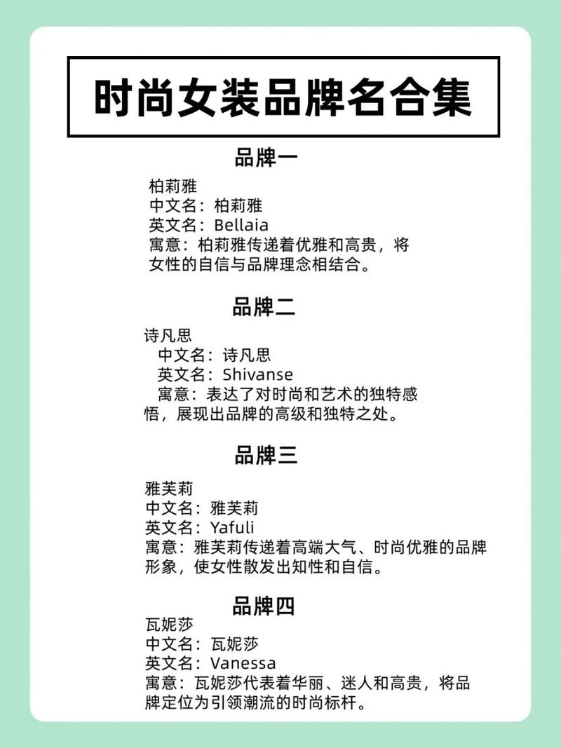 时尚潮流女装起名-时尚潮流女装名