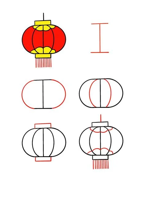 一串灯笼的简笔画图片_1