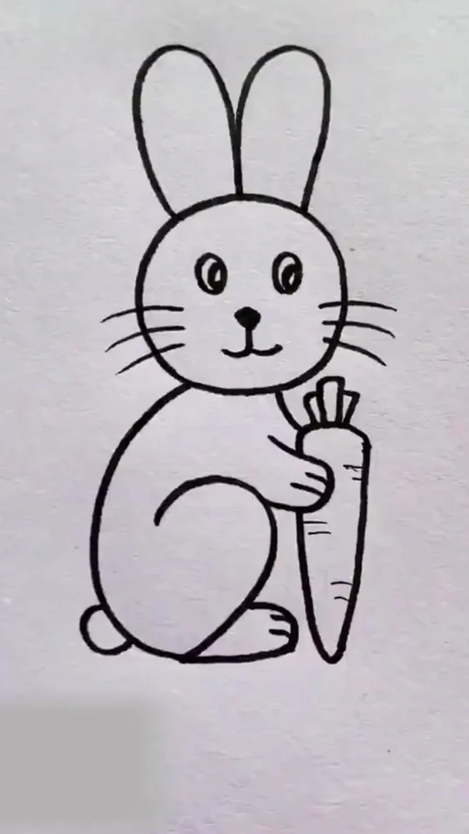 小兔子拔萝卜简笔画_1
