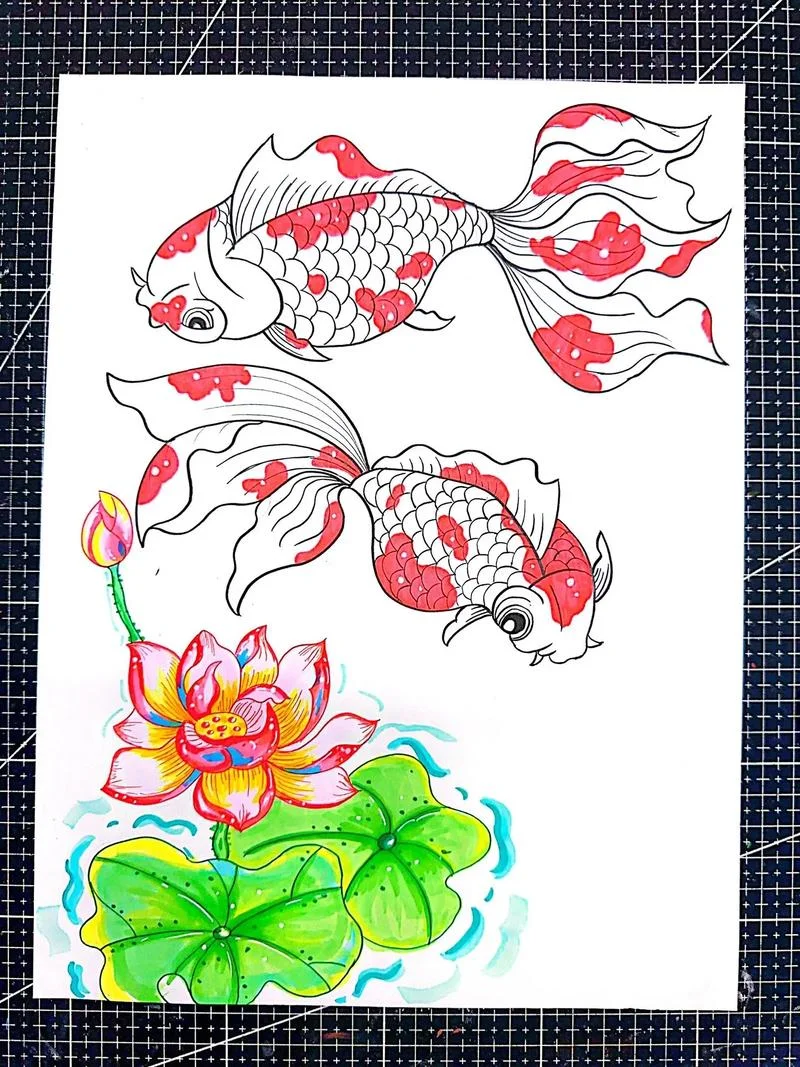 锦鲤简笔画颜色_1