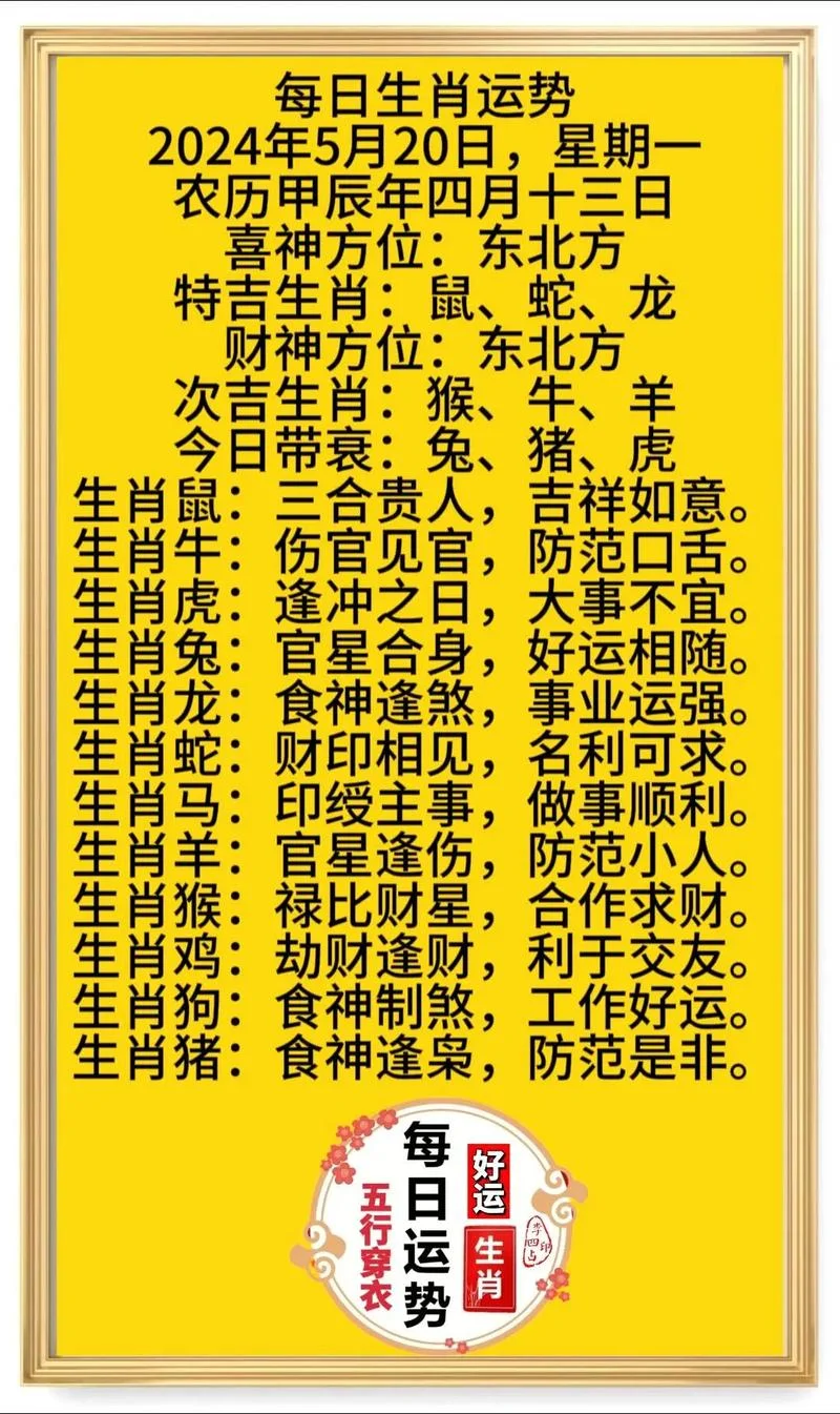 属相运势对照表_2
