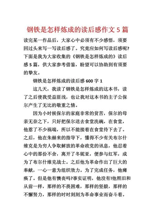 钢铁是怎样炼成的阅读感悟400字_2
