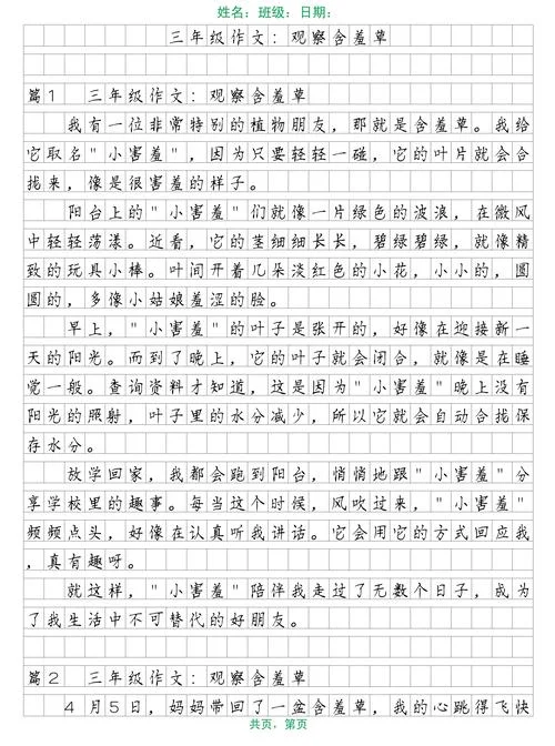 介绍含羞草的作文-含羞草作文介绍