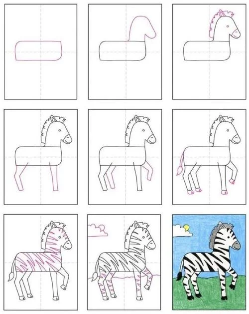 大斑马简笔画图片大全_2