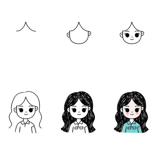芭比娃娃简笔画 步骤_2