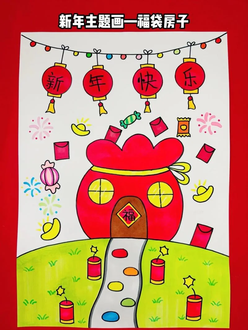 新年的画怎么画二年级_1
