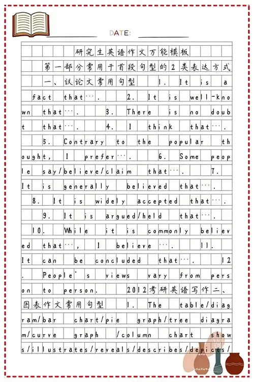 考研英语一大作文万能模板-考研英语作文万能模板