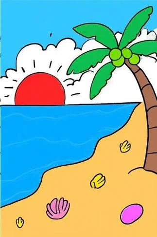 大海怎么画彩色简笔画_2