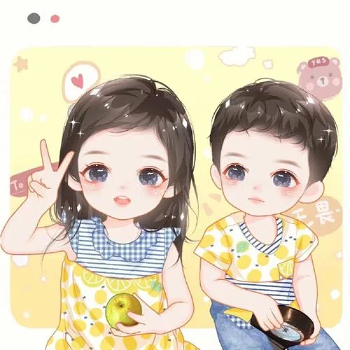 姐弟手绘头像微信头像_1