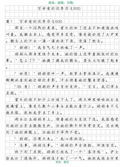 写母亲作文600字作文-母恩作文六百字
