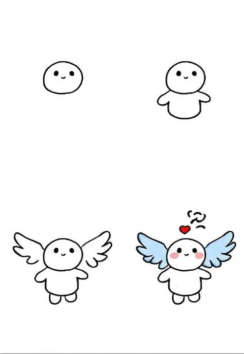 天使简笔画带翅膀q版_2
